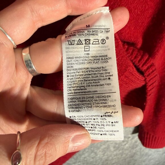 Banana Republic Men's 100% Cashmere Sweater Crew Neck Red Preppy M - Picture 4 of 9